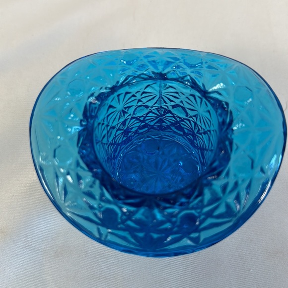 Vtg Fenton Glass Aqua Blue Fancy Cut Glass Top Hat Toothpick/Votive/Matches - Picture 8 of 13